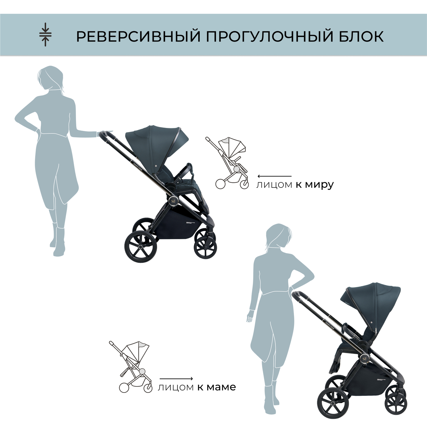 Коляска 2в1 Sweet Baby Elegante Chrome Blue