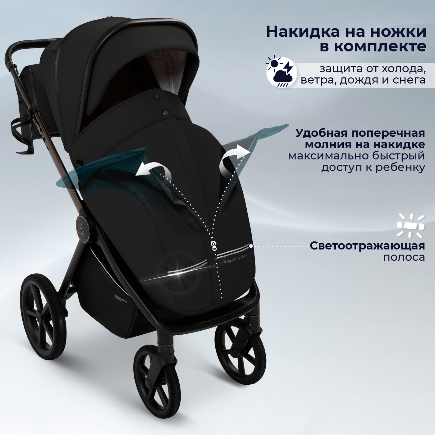 Коляска 2в1 SBL Elegante Therma Black