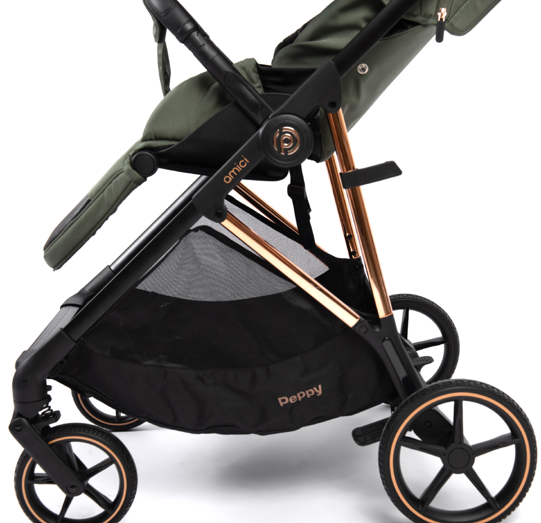 Коляска прогулочная Peppy Amici LX Green (рама Gold)